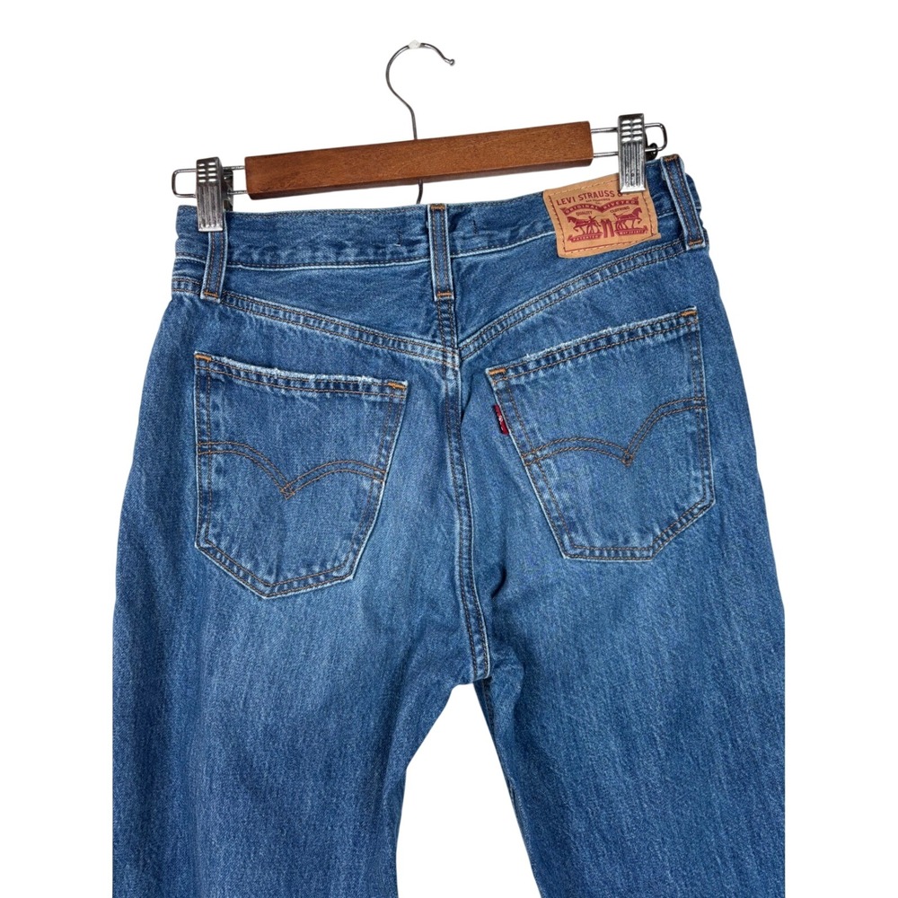 Levi's Low Pro Straight Leg Jeans Women's Size 25 Blue Distressed Ripped - Picture 3 of 16